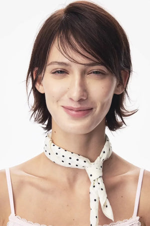 White Polka Dot Silk Scarf