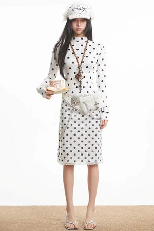 White Polka Dot Top