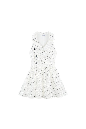 White Polka Dot V-Neck Dress