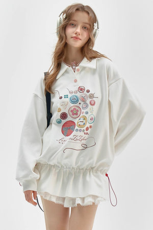 White Polo Collar Retro Dress