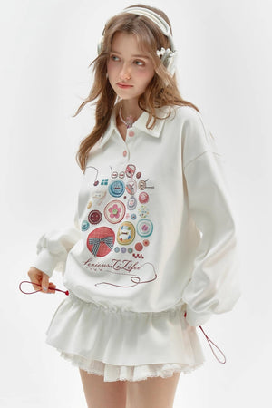 White Polo Collar Retro Dress