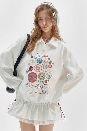 White Polo Collar Retro Dress