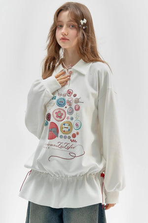 White Polo Collar Retro Dress