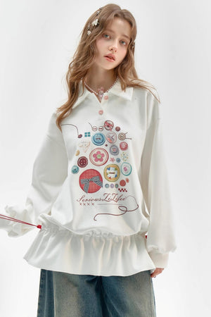 White Polo Collar Retro Dress