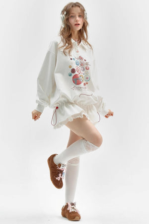 White Polo Collar Retro Dress