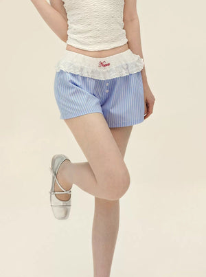 White Sling With Striped Wide Leg Shorts Set-Up