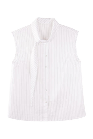 White Striped Tie-Up Vest Shirt
