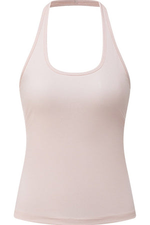 White T-Shirt and Pink Halter Neck Tank Top Set