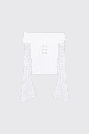 White Tea Lace Patchwork Top Skirt Set-Up