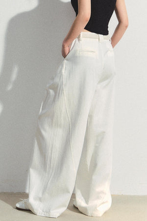 White Tencel Wide-Leg Trousers