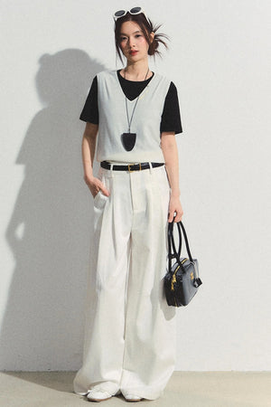 White Tencel Wide-Leg Trousers