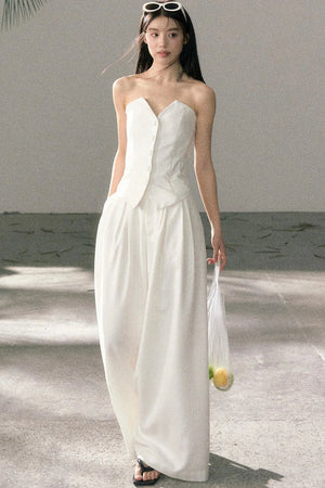 White Tube Top and Pants Set-Up