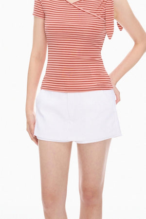 White Twill A-Line Skirt