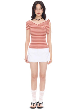White Twill A-Line Skirt