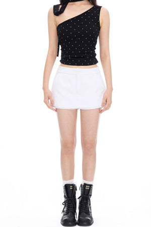 White Twill A-Line Skirt