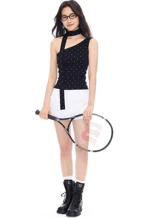 White Twill A-Line Skirt