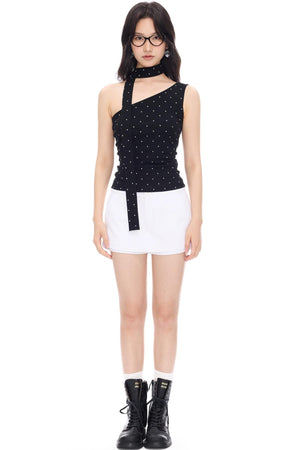 White Twill A-Line Skirt