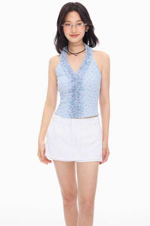 White Twill A-Line Skirt