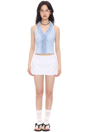 White Twill A-Line Skirt