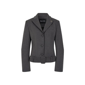 Wide Belt Cinched Denim Casual Jacket Set-Up