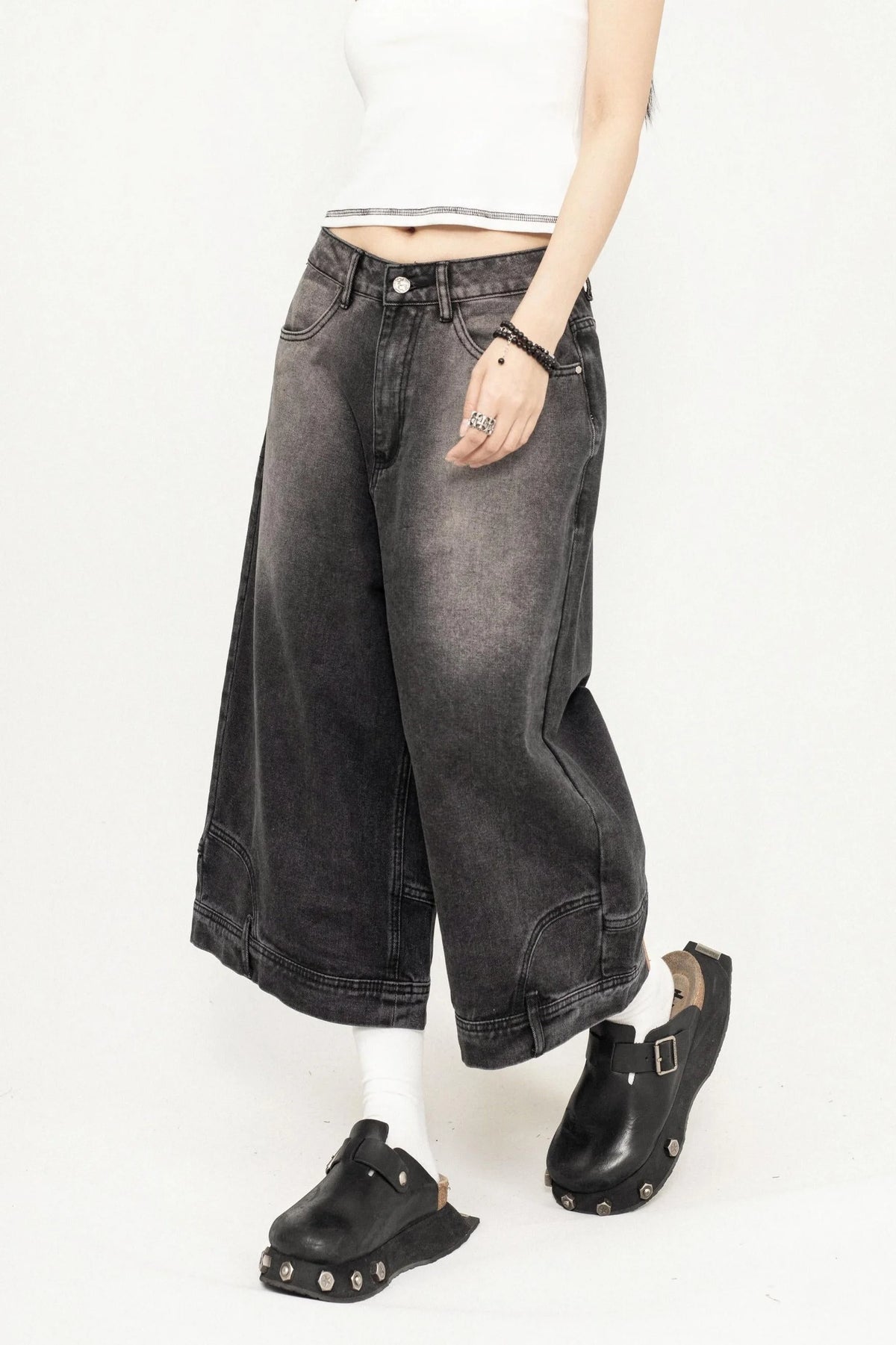 Wide-Leg Denim Pants