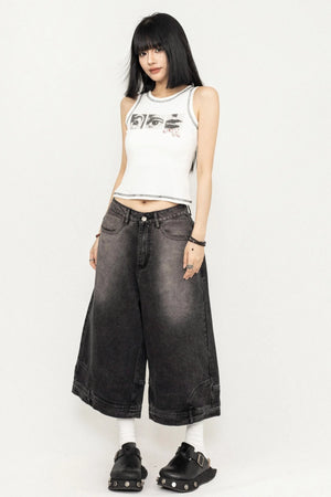 Wide-Leg Denim Pants