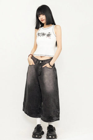 Wide-Leg Denim Pants