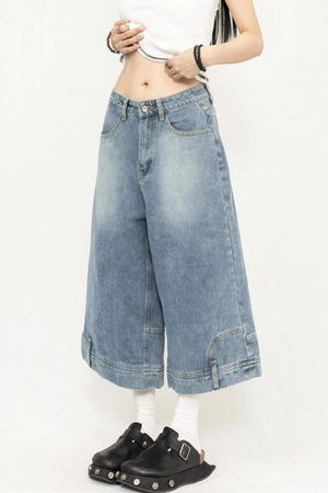 Wide-Leg Denim Pants