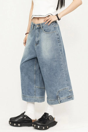 Wide-Leg Denim Pants