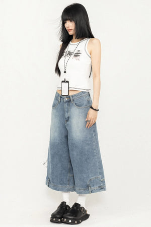 Wide-Leg Denim Pants