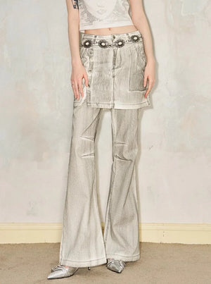 Wide-Leg Flared Culottes Trousers