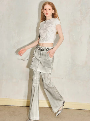 Wide-Leg Flared Culottes Trousers