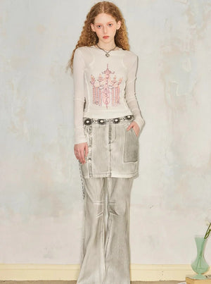 Wide-Leg Flared Culottes Trousers