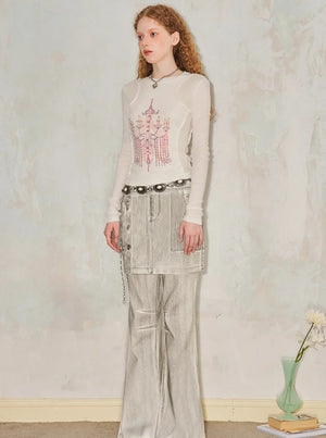Wide-Leg Flared Culottes Trousers