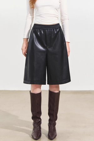 Wide-Leg Leather Trousers