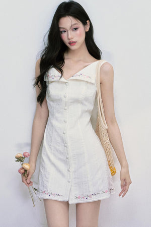 Wind French Cotton Texture Short Dress