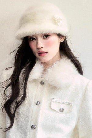 Winter Floral Beret Hat