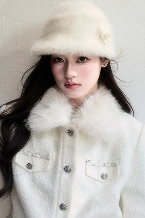 Winter Floral Beret Hat
