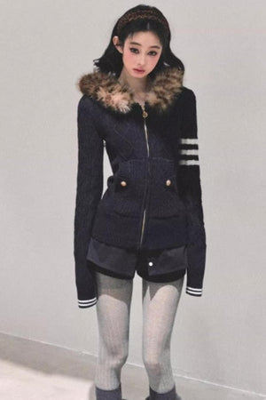 Winter Hooded Knit Sweater