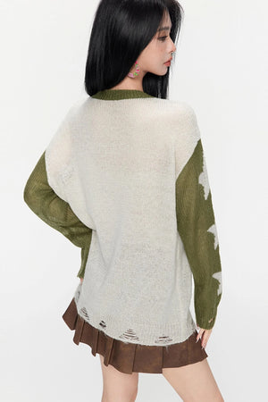 Winter Monogram Color-Blocked Sweater