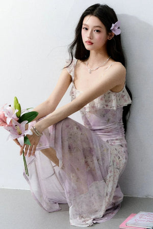 Wisteria Mesh Patchwork Dress