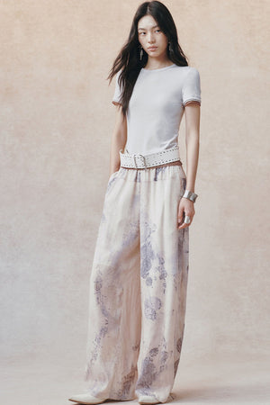 Women's Color-Block Waistband Print Straight-Leg Pants