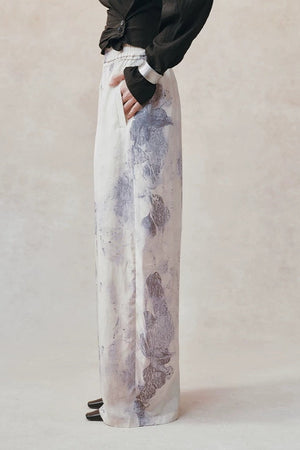 Women's Color-Block Waistband Print Straight-Leg Pants