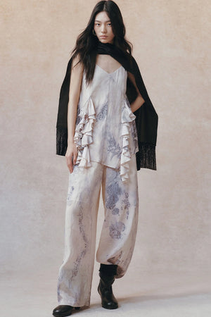 Women's Color-Block Waistband Print Straight-Leg Pants