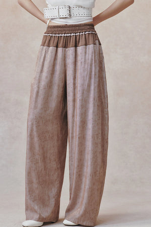 Women's Color-Block Waistband Print Straight-Leg Pants