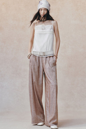 Women's Color-Block Waistband Print Straight-Leg Pants