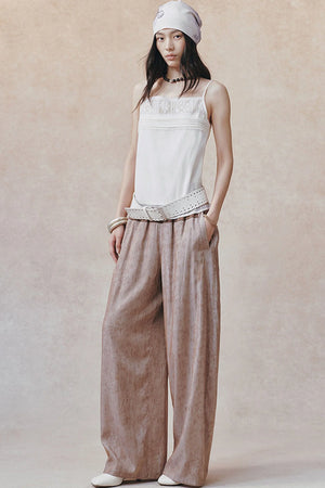 Women's Color-Block Waistband Print Straight-Leg Pants
