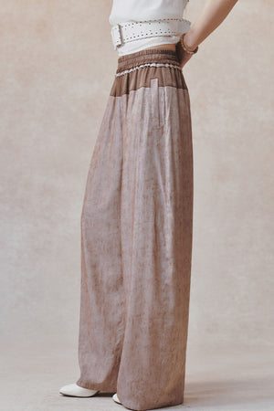 Women's Color-Block Waistband Print Straight-Leg Pants