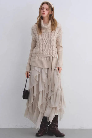 Wool Blend Cable Knit Sweater