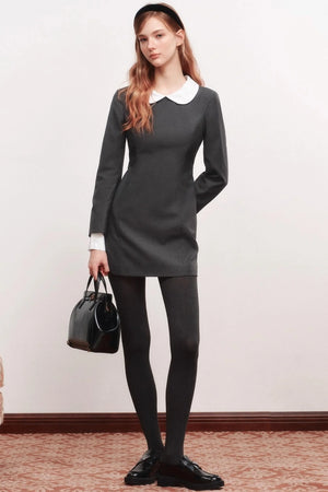 Wool Blend Double-Neck Dress